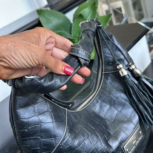 Carmen Steffens leather crocodile embossed hobo shoulder handbag purse like new - Picture 8 of 10
